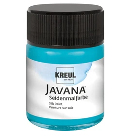 KREUL 8113 - Javana Seidenmalfarbe im 50 ml Glas, türkis, hochpigmentierte und brillante Farbe auf Wasserbasis, mit fließend flüssigem Charakter, dringt tief in die Fasern ein