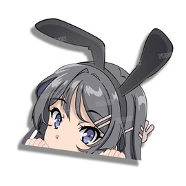 YUNEX 5.1" Mai Sakurajima Kawaii Anime Car Peeker Stickers for Windows Luggage Bumper Trunk Lid Truck Decals