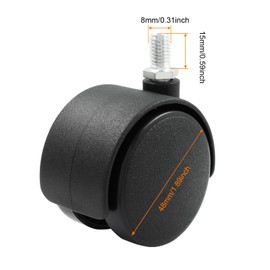 Moicstiy 4 Pack 2 Inch Caster Wheel Replacement, M8 Threaded Stem Caster Wheels, Black Nylon Furniture Wheel for Cabinet, Shelf