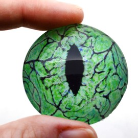 Electric Lime Green Raptor Dinosaur Glass Eyes Dragon Reptile Fantasy Art Dolls Taxidermy Sculptures or Jewelry Making Cabochons Crafts Matching Set of 2 (40mm)