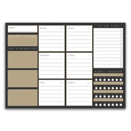 Weekly Planner Pad - A4 Desk Planner with To-Do List | Revision Supplies | Desk Study Planner | Organise Your Week Efficiently with This Schedule Planner Grey)