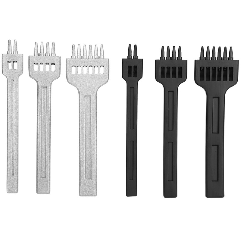 6Pcs Prong Chisel Round Hole DIY Leather Punch Tool HighCarbon