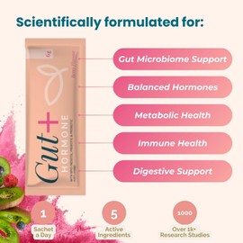 Gut + Hormone: Myoinositol + Methylated Folate + Vit D3 + Preboitic + Probiotic Metabolic & Digestive Health-Reproductive Hormone Support-Immune & Microbiome 30 x 6g Berry Flavoured Sachets
