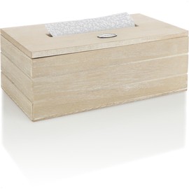 com-four® Wooden Cosmetic Tissue Box - Tissue Box with Folding Lid - Towel Dispenser for Bathroom, Bedroom and Living Area (1 Piece - Brown - Wood)