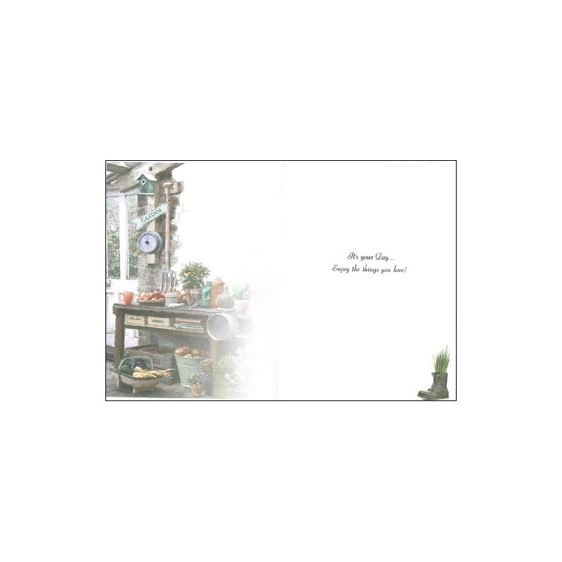 Birthday / Greetings Card - Velvet - Gardening - Silver