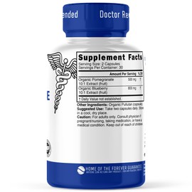 Nature's Fusions Nutri Organic Supplement 1300mg - with 800mg 10:1 Blueberry Extract & 500mg 10:1 Pomegranate Extract - USDA Organic - 60 Capsules