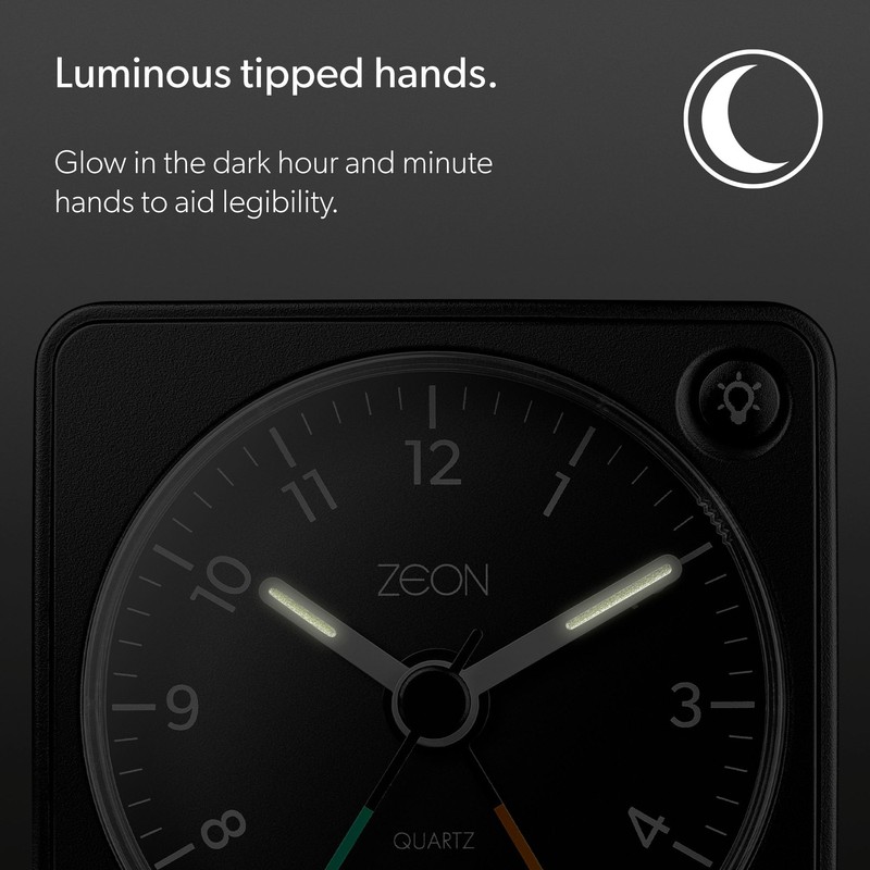 ZEON Travel Analogue Alarm Clock with Light and Snooze Function,