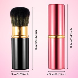 ElevateTech Retractable Kabuki Make-Up Brush, Pack of 2 Foundation Brushes with Cover, Blush Brush, Powder Brush, Travel Make Up Brush, Luxurious Makeup Tool for Seamless Application