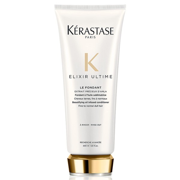 Kérastase Elixir Ultime, Oil-Infused Conditioner, For Fine to Normal Dull Hair, Anti-Frizz and Shine Activating, With Camellia and Argan Oils, Le Fondant, 200 ml