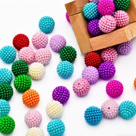 60PCS 20mm Pearl Beads Bubblegum Beads Colorful Pearl Bubble Beads Acrylic Beads for Jewelry Making Bracelet Earring Necklace