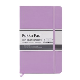 Pukka Pad, Soft Cover Notebook – 192 Pages of 80GSM Acid-Free Lined Paper – Vegan Leather Cover with Inner Pocket, Ribbon Bookmark, and Elasticated Closure – 130 x 210mm, Purple