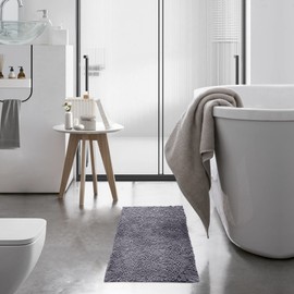 Poligono Microfiber Bathroom Rug, Long Pile 40x60 cm, WC Mats, Soft, Non-slip, Dark gray