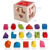 BESTAMTOY Shape Sorter Toy My First Wooden 12 Building Blocks