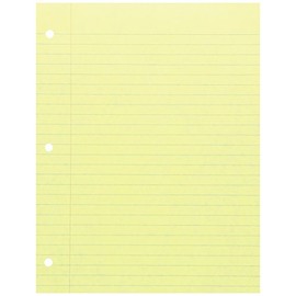School Smart 3-Hole Punched Filler Paper, 8-1/2 x 11 Inches, Yellow, 100 Sheets - 087157