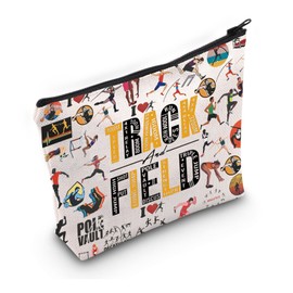 PWHAOO Cross Country Running Gift Track and Field Theme Makeup Bag Running Lover Cosmetic Bag Track And Field Athletics Gift (Track and Field Theme M)