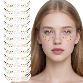 Vanchief Shimmering Rainbow Pride Tattoos, 6-Pack Temporary Face Art Glitter Stickers for Festivals & Celebrations (Pride Glow)