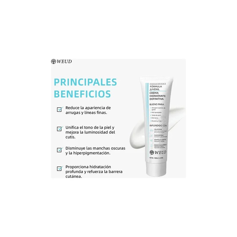 Weud Crema Hidratante Facial Reparadora Colágeno 100g