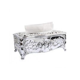 Luxurious Rose Tissue Box Holder, Stylish Bling Acrylic Tissue Box Cover for Bathroom Vanity Countertops, Bedroom Dressers, Night Stands, Desks & Tables (Silver)