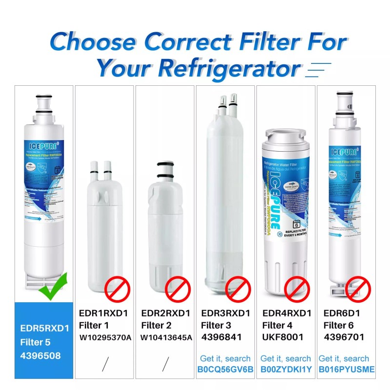 ICEPURE RWF0500A Refrigerator Water Filter Compatible with 9010 filter, 4PACK