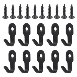NiceLand Pack of 10 Mini Wall Hooks, Single Hooks, Black Metal Coat Hooks, Small Coat Hooks, Small Iron Hooks with 10 Screws for Bedroom, Living Room and Kitchen
