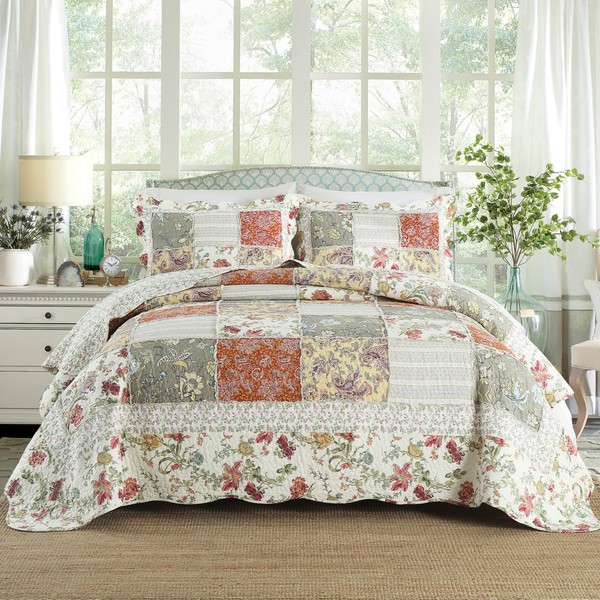 Yvooxny 3-Piece Quilt Set Queen Size Quilted Bedspread Reversible Country