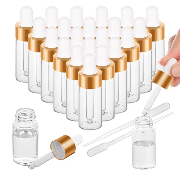 20 Pack Mini Dropper Bottle for Cuticle Oil, 10ml Small