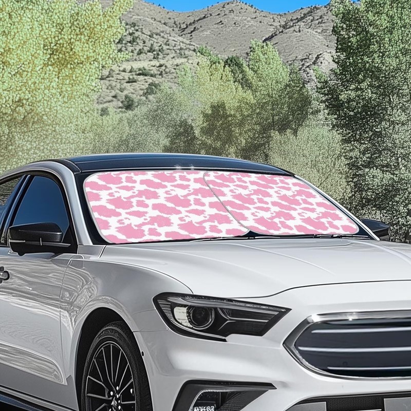 DBBXHZJY Pink Cow Print Sun Shade for Windshield Foldable Front