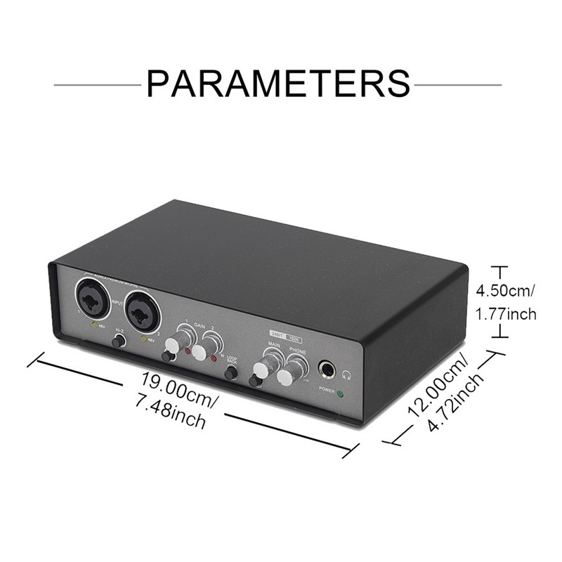 USB Audio Interface Mixer 24bit/192KHz 48V Phantom Power Noise Reduction