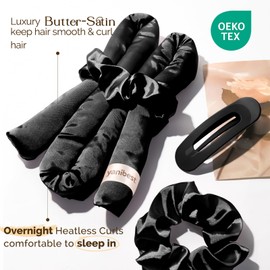 Yanibest Super Soft Satin Heatless Curler Set, Overnight Hair Curler to Sleep in, No Heat Curling Rods, with Satin Scrunchies and Clip