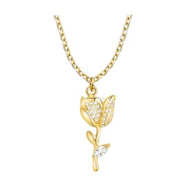 Sofia Milani - Women's Necklace 925 Silver with Zirconia Stones - Rose Flower Pendant, Gold, Cubic Zirconia