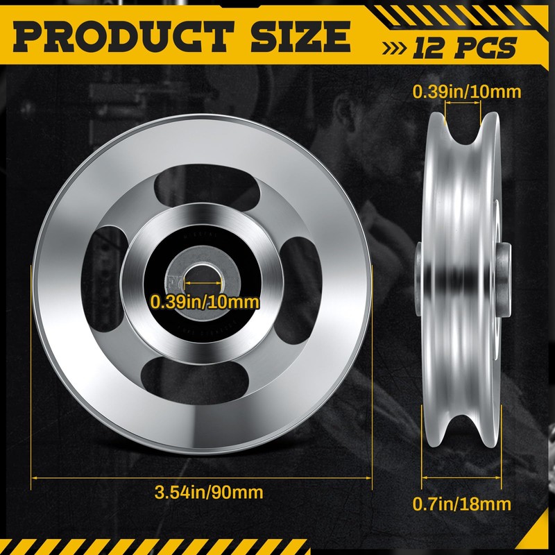 2-14 Pcs Aluminum Cable Pulley Wheel 90/95mm,90 mm,Sliver,2 Pcs