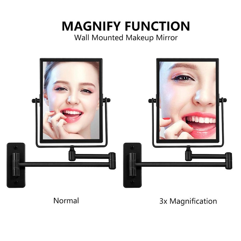 QiMH 3X Magnified Wall Mounted Mirror, Rectangular 8x6 Inch with