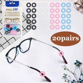 SMARTTOP 20 pairs Eyeglass Ear Grips Sleeve Holder-Eyeglasses Ear Hooks -Comfort Anti-Slip glasses ear grip-For Kids and Adults Sunglasses, Reading Glasses, Sport Eyewear