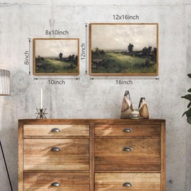 OIQArtOIQ Vintage Landscape Canvas Wall Art Framed Natural Scenery Painting Artwork Prints France Country Wilderness Farmhouse Decor Pictures Kitchen Bedroom Living Room Bathroom