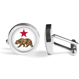 California Flag Bear Cufflinks (Angled Edition)