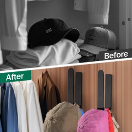 Daoun 2 Packs Hat Hangers for Wall - Hat Hook Acrylic Baseball Hat Rack Adhesive Baseball Cap Organizer Hat Holder for Wall Closet Door Bedroom Organization