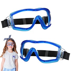 Spetsbst Pack of 2 Safety Glasses for Children, Safety Glasses with Wind Resistance, Anti-Fog Work Safety Glasses, Safety Glasses for Nerf/Laboratory/Shooting Games/Water Battle (Blue)