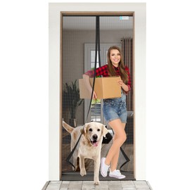 ESMAYULO, Zanzariera magnetica per porta, 120x255 cm, in fibra di vetro, con calamita, tenda antinsetto, protezione dagli insetti, ideale per porte di balcone, cantina e terrazza, colore nero.