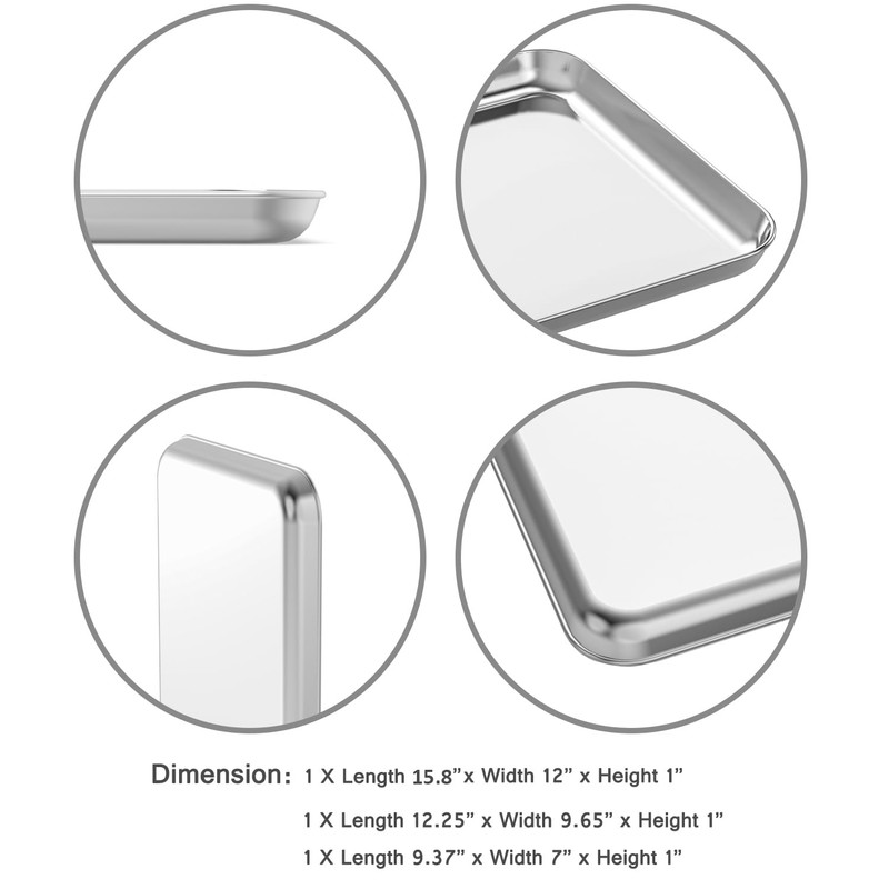 Wildone Baking Sheet Set of 3, Stainless Steel Cookie Sheet