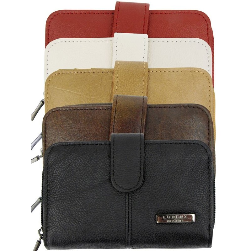 Lorenz Ladies Leather Purse/ Wallet Zip Around - Colours
