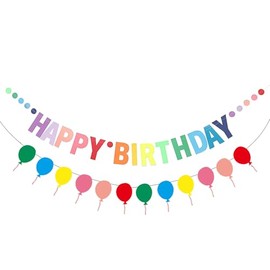 MEETINGU Rainbow Happy Birthday Banners And Balloons Banners, Happy Birthday Sign Colorful Birthday Party Rainbow Birthday Decorations for Kids Girls Women Rainbow Party Supplies