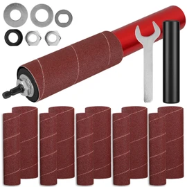 Abizarch Drum Sander Set Portable Rubber Sanding Drum Hand-Held Spindle Sanding Drum with 120 Grit Sandpaper Drum Sanding Sleeves Power Drill Driven Drum Sander for Wood Metal Plastic(gules)