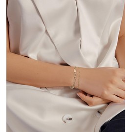 FINZOR Gold Chain Bracelet Sets for Women Dainty Link Paperclip Bracelets Stake Adjustable Layered Link Bracelet Jewelry(S1)