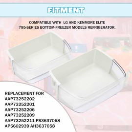Kojem AAP73252202 AAP73252201 Replacement Refrigerator Door Shelf Bin Compatible with LG and Kenmore Elite 795-series Replacement for AAP73252206 AAP73252209 AAP73252211 Right - 2 PCS