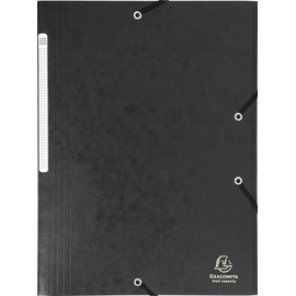 Exacompta Document Wallet 17116H (Manila Cardboard DIN A4 Maxi, Elastic, 3 Pockets, 425 g – Black