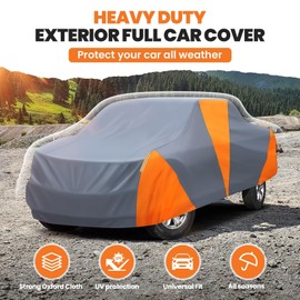 420d Truck Cover Universal Fit for Chevy Silverado for GMC Sierra for Ford F150 for RAM 1500 Waterproof Car Cover All Weather Pickup Cover with Reflective Strips(M+, Length Up to 220 inch)