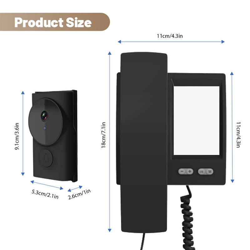 Video Door Phone System, 3.5 Inches IPS Screen Monitor Wireless