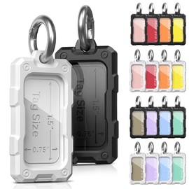 Paquete de 16 Etiquetas de Plástico Sólido para Llaves con Anillos de Llavero, Etiqueta de Identificación de Nombre por Color en Ventanas Transparente
