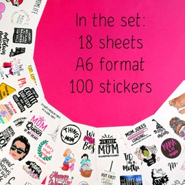 100 Pcs Funny Mom Stickers for Water Bottles - Mama Sticker, Funny Gifts for Mom, Mother Stickers, Mothers Day Stickers