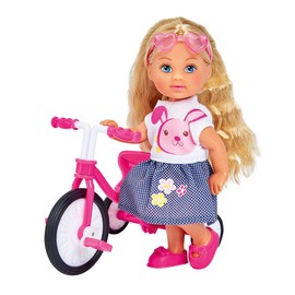 Simba 105733347 - Evi Love Tricycle, Spielpuppe auf ihrem neuen Dreirad mit Sonnenbrille, 12cm, ab 3 Jahren